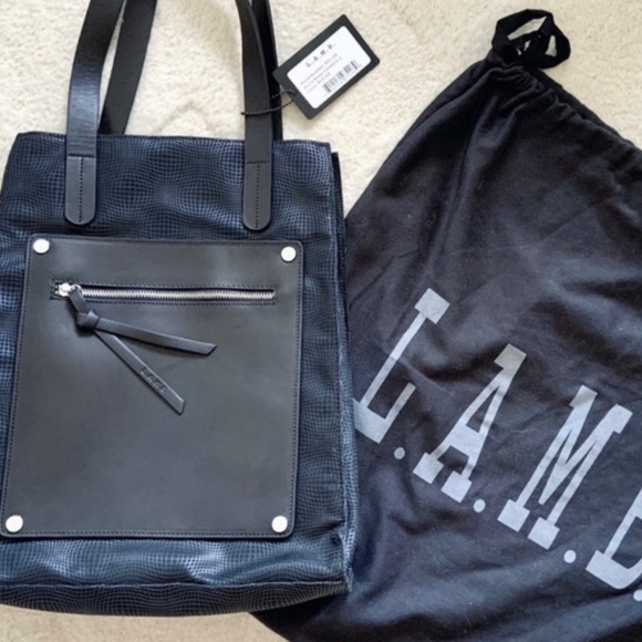 L.a.m.b Frankie 2 Black Structured Large Tote Bag New With Tags - Picture 5 of 16